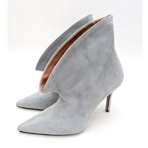 Beautiisoles by Robyn Shreiber Alicia Suede Heel Boots Blue Size US6.5 EU37